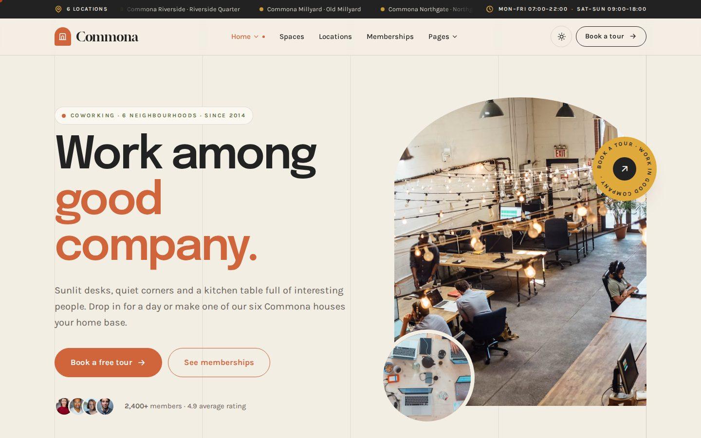 Commona home page preview